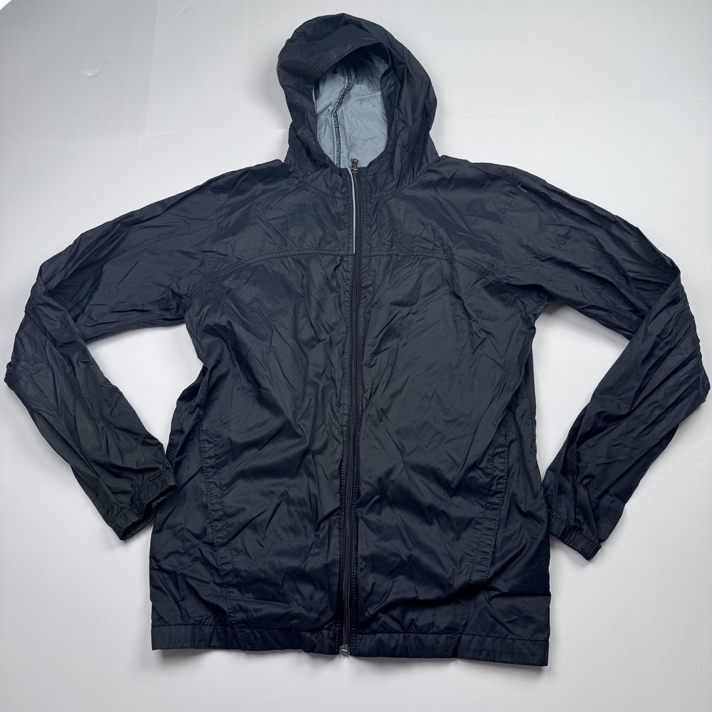 Columbia Jacket Youth XL Black Hooded Nylon Windbreaker Full Zip Lightweight